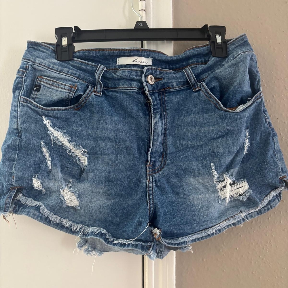 KanCan Blue Jean Shorts High-Waisted Distressed